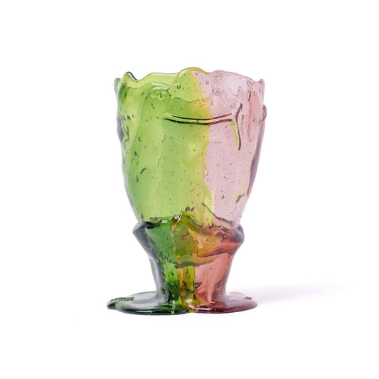Twins C Vase - Clear Bottle Green And Clear Fuchsia