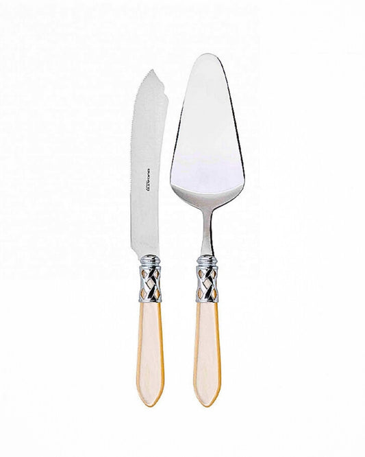 Bugatti Arianna Chromed Ring Cake Servers Ivory, Set of 2