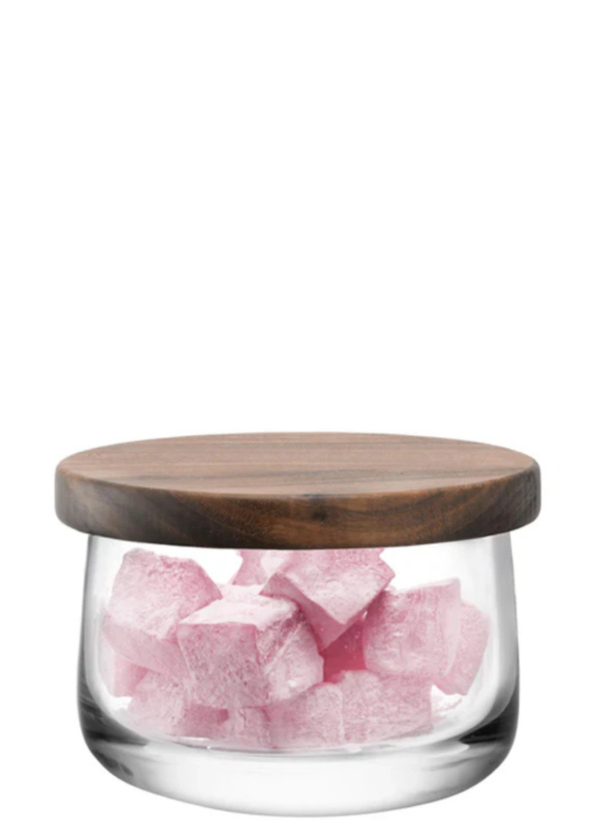 City Bowl & Walnut Lid 13cm Clear