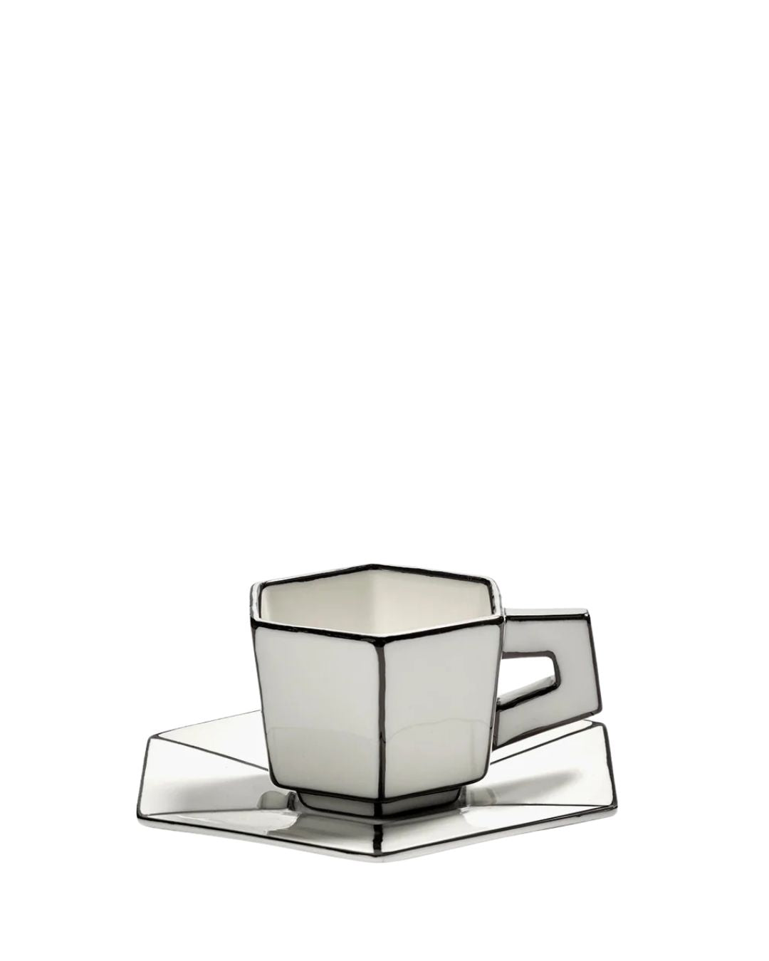 Espresso Cup & Saucer White Black