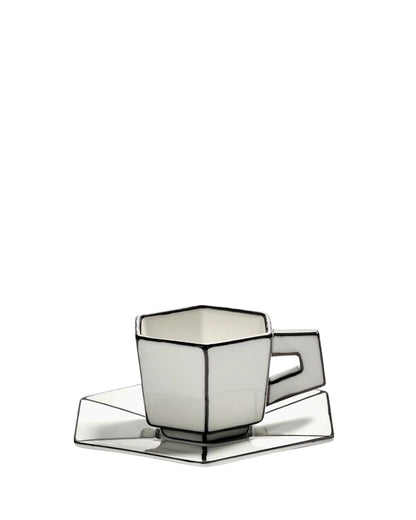 Espresso Cup & Saucer White Black