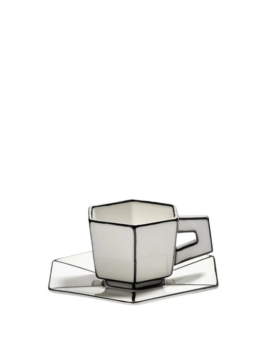 Espresso Cup & Saucer White Black