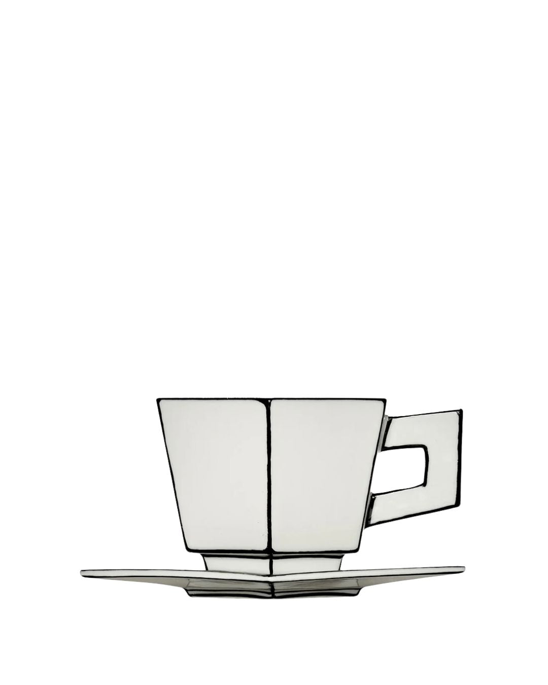 Cappuccino Cup & Saucer White Black