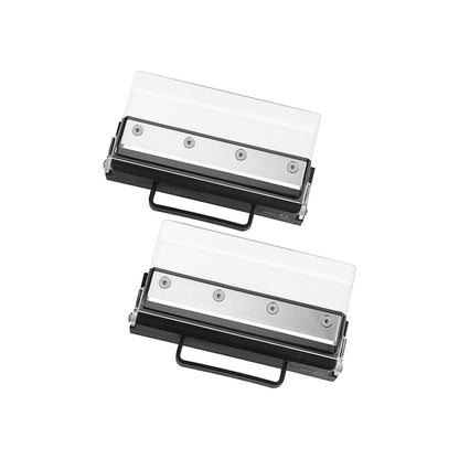 Vegetable Sheet Cutter-Two black and silver squeegees on a white background