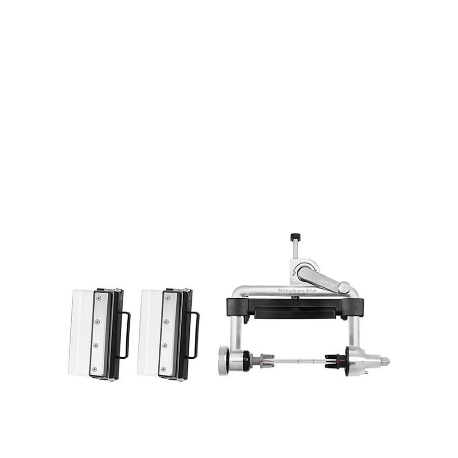 Vegetable Sheet Cutter-Set of black and silver clamps on a white background