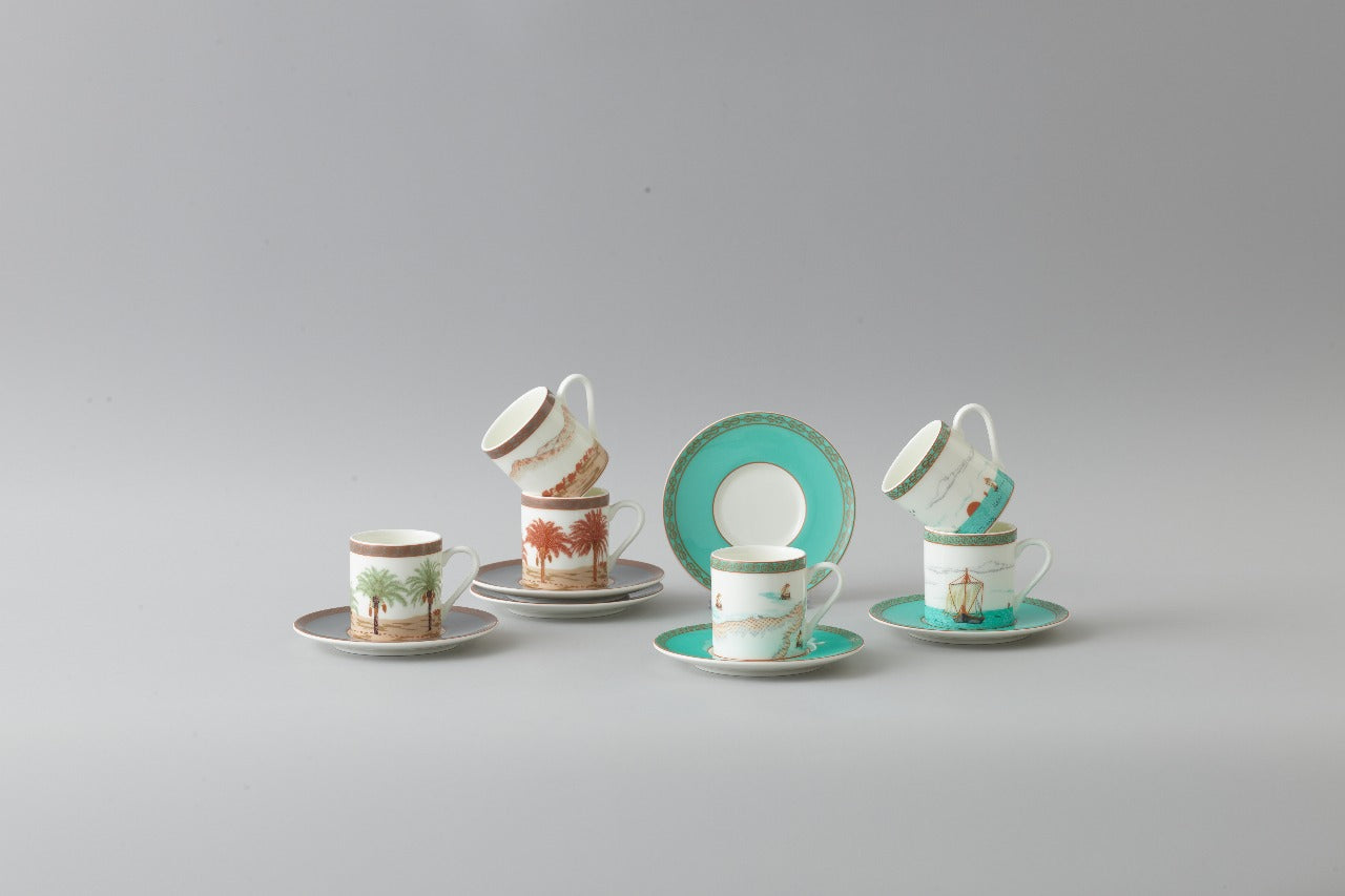 Majan Collection Cups and Saucer Set of 6