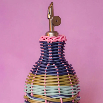 Woven Oil Bottle Pink & Navy