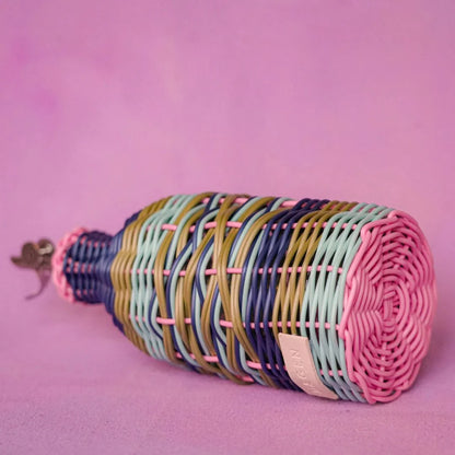 Woven Oil Bottle Pink & Navy
