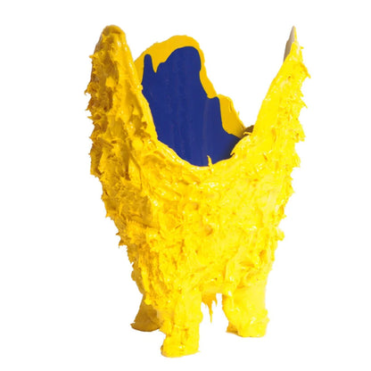 Lava Vase - Matt Yellow And Blue