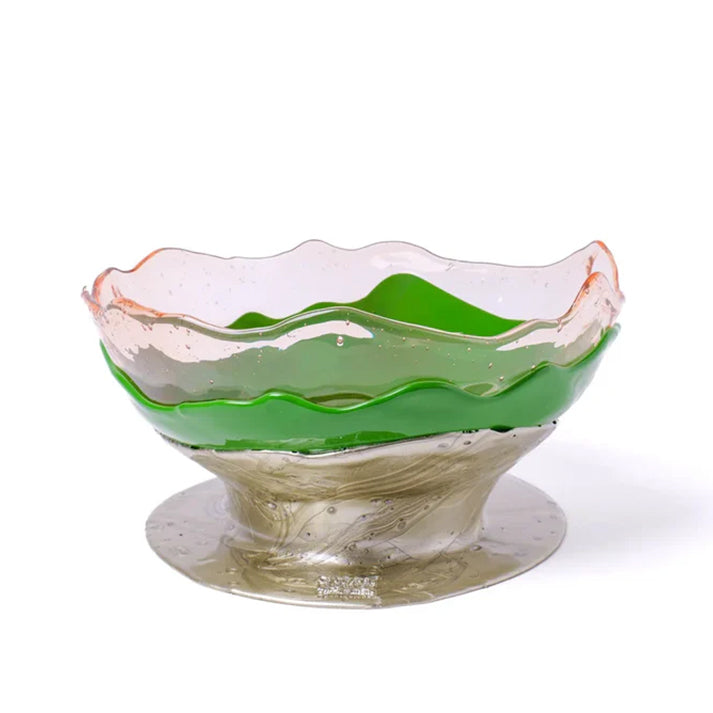 Big Collina Vase Extra - Clear Ruby, Matt Green And Bronze