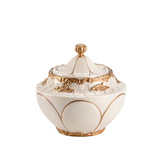 Lucia White & Gold Sugar Bowl