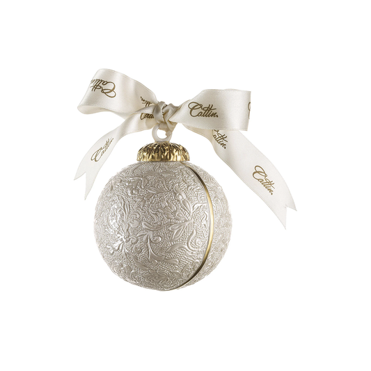 Damask Pearly White Christmas Bauble