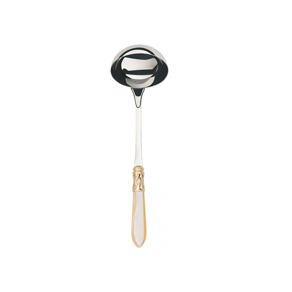 Bugatti Aladdin Gold Plated Ring Soup Ladle, Ivory