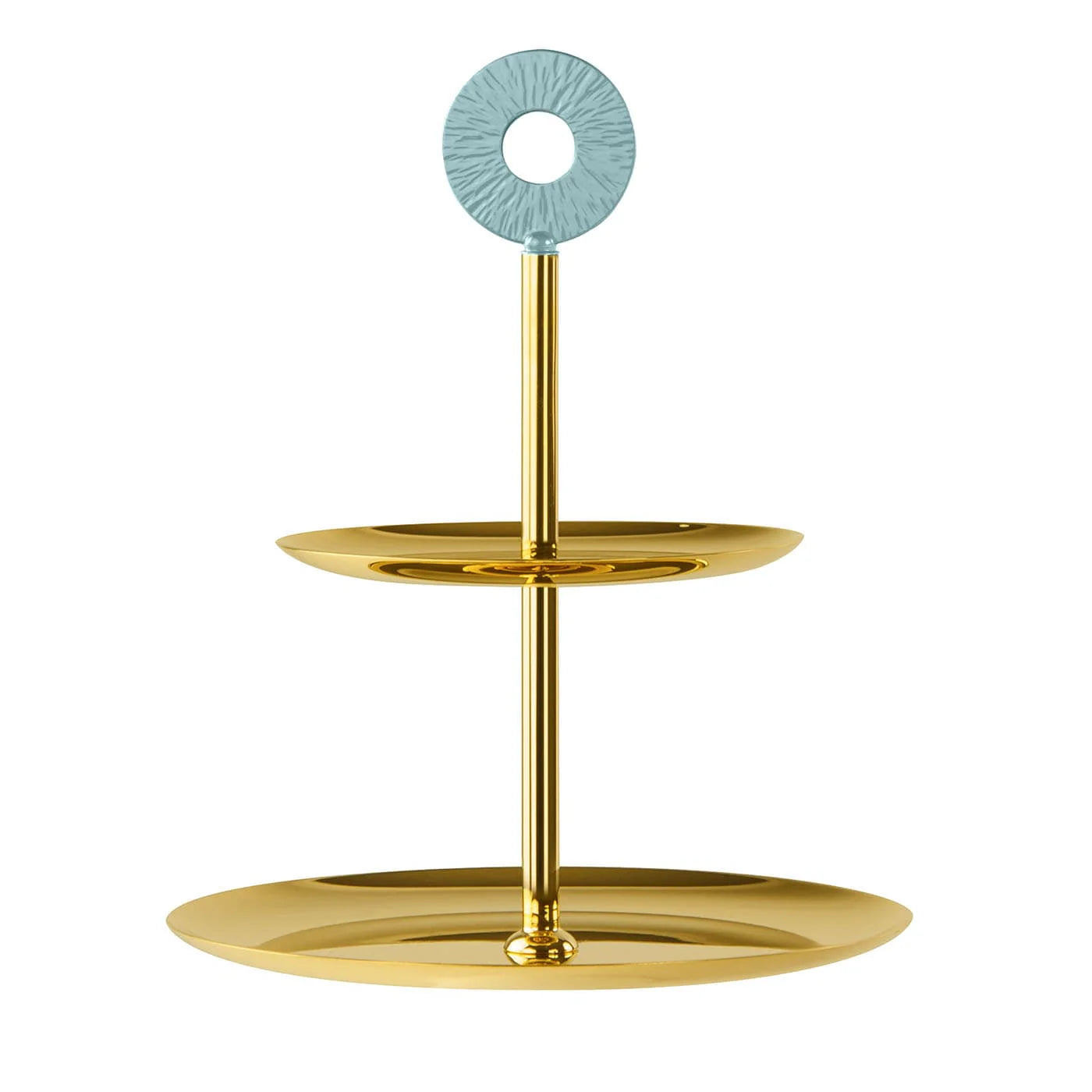 Cometa 2 Azure & Gold 2-Tier Cake Stand