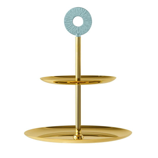 Cometa 2 Azure & Gold 2-Tier Cake Stand