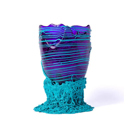 Spaghetti Vase - Clear Purple And Matt Turquoise