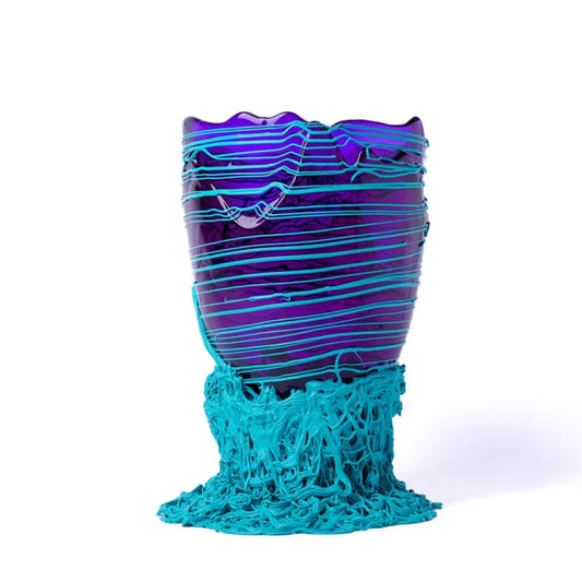 Spaghetti Vase - Clear Purple And Matt Turquoise