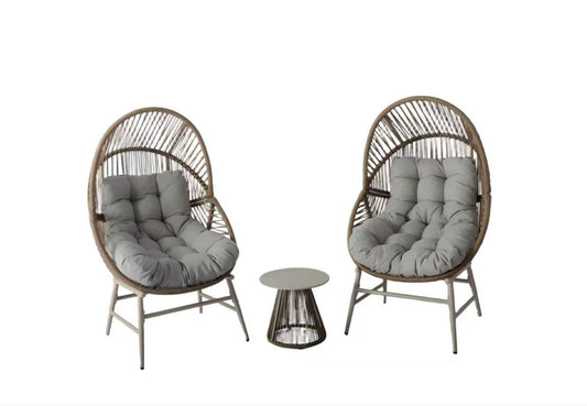 Outdoor Rattan Chat Set (2 Chairs + 1 Table)