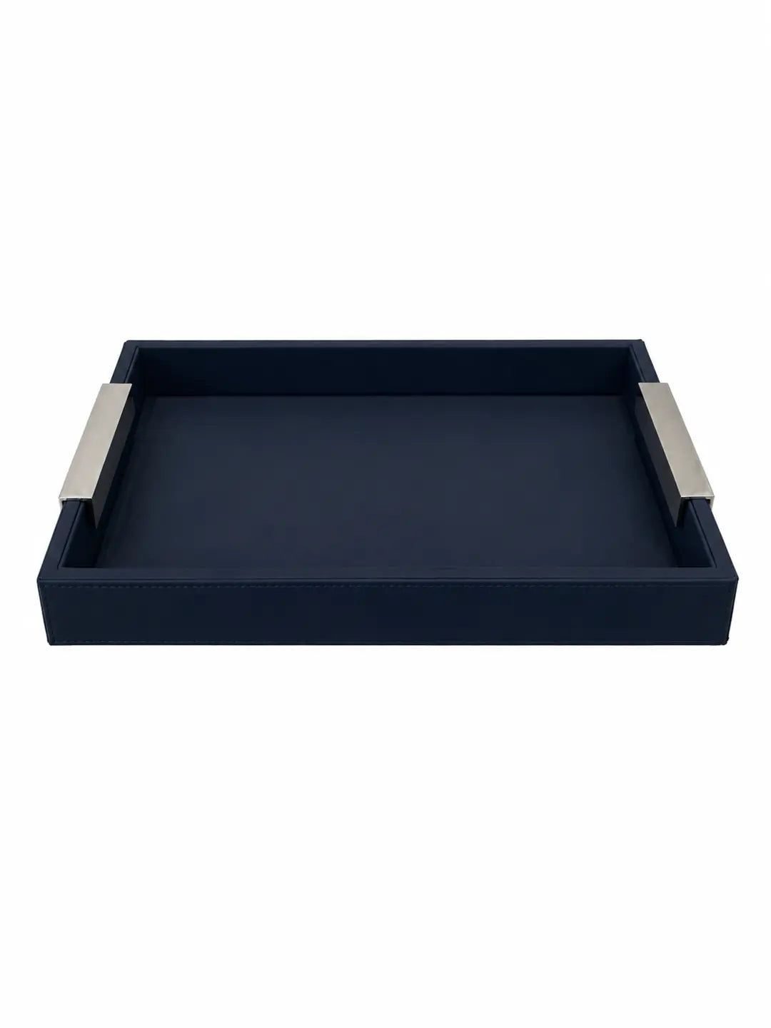 Leather Tray With Silver Handles