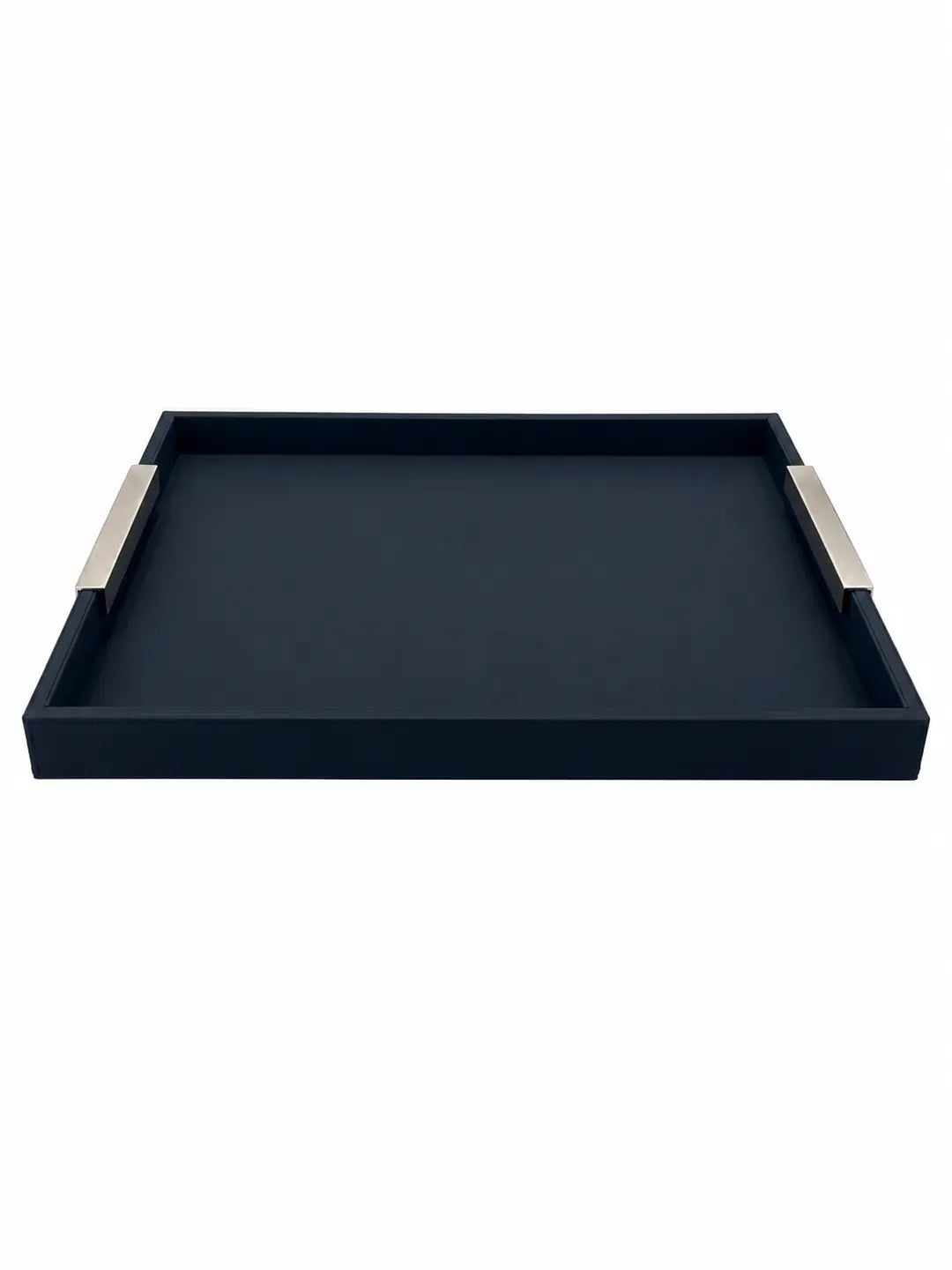 Leather Tray With Silver Handles