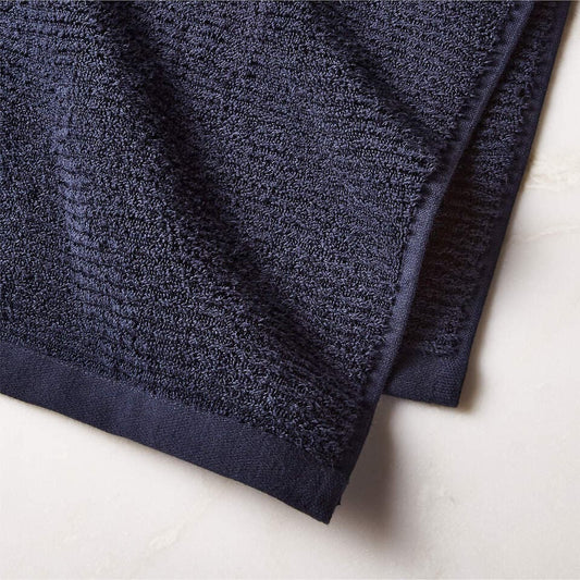 Brooks Ribbed Organic Cotton Midnight Blue Bath Sheet Set