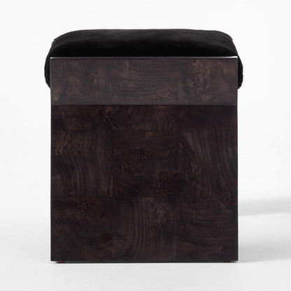 Liscio Black Burl Wood and Shearling Stool