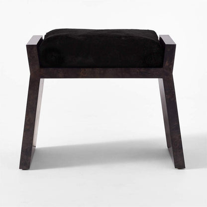 Liscio Black Burl Wood and Shearling Stool