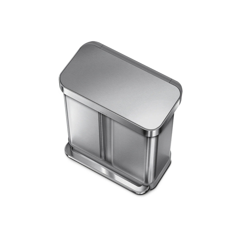 Stainless steel trash can on a white background