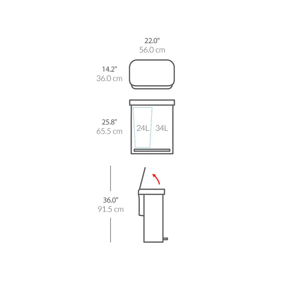 Technical drawing of a basketbin setup with dimensions labeled