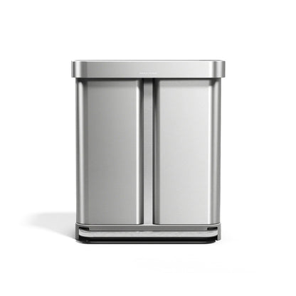 Stainless steel trash can on a white background