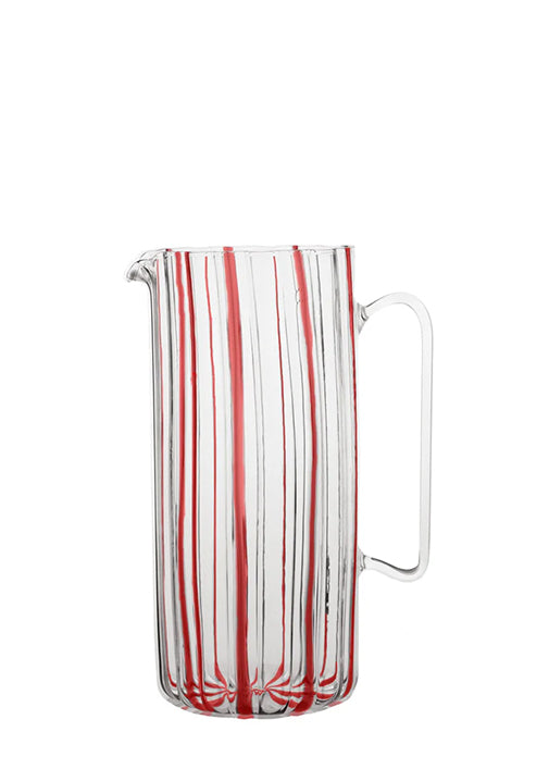 Serlio Loos Red Stripe Glass Pitcher