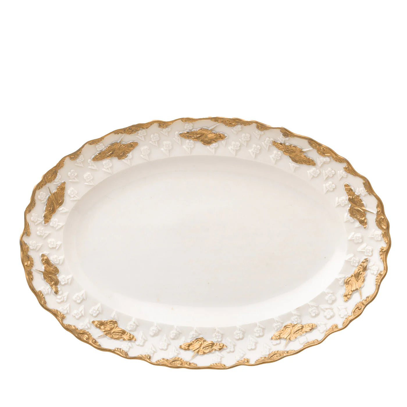 Lucia Small Oval White & Gold Serving Plate