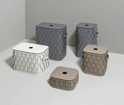 Demetra Tall Rectangular Basket With Flat Lid