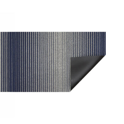 Domino Stripe Shag Runner Rug, Denim