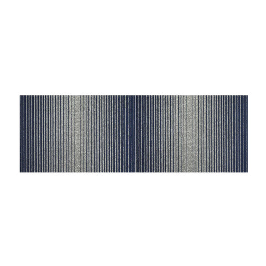 Domino Stripe Shag Runner Rug, Denim