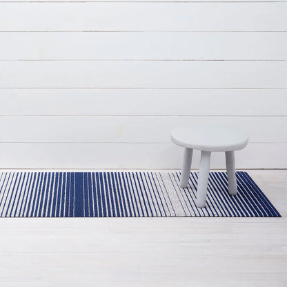 Domino Stripe Shag Runner Rug, Denim