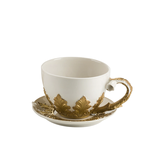 Gold Leaves Tea Cup & Saucer