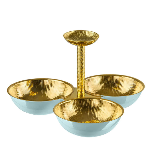 Kiwi 2 Azure & Gold Hors D'Oeuvre Plate