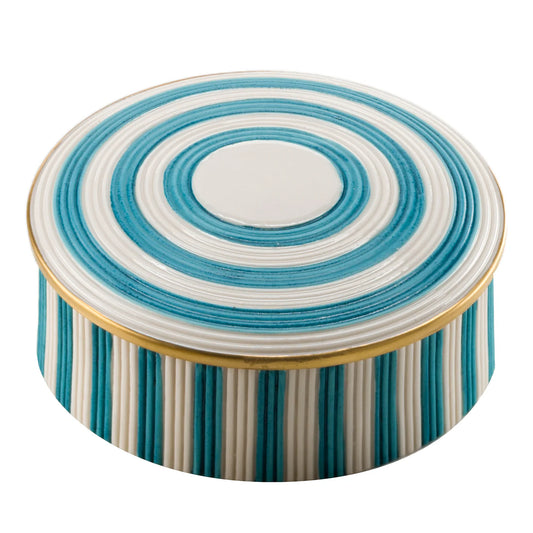 Turquoise Stripes Belle Epoque Round Box