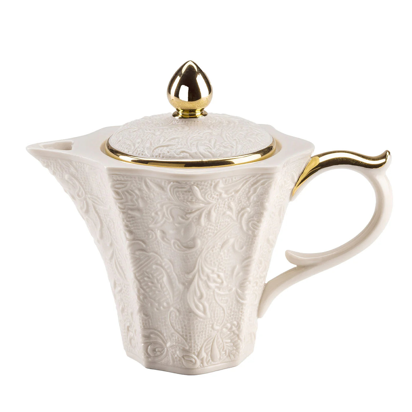 Damasco White & Gold Tea Pot