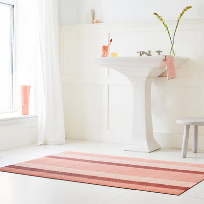 Bold Stripe Shag Utility Mat, Peach