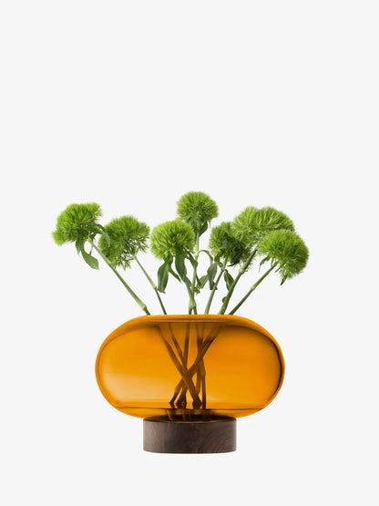 Oblate Vase/Lantern - Amber