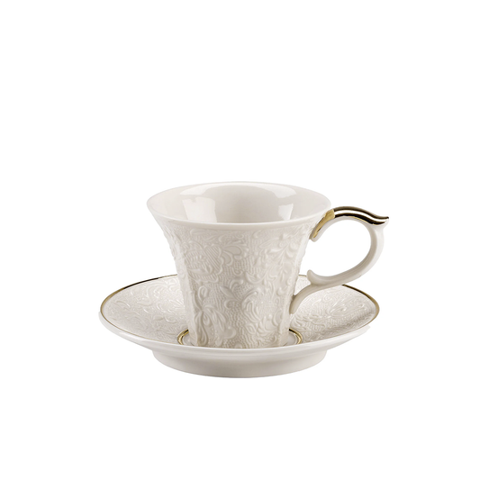 Damasco White & Gold Tea Cup with Saucer