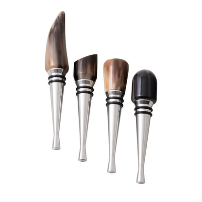 Set of 4 Wine Stoppers in Natural Horn