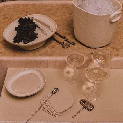 Set of 6 Maris Beige Leather Coasters