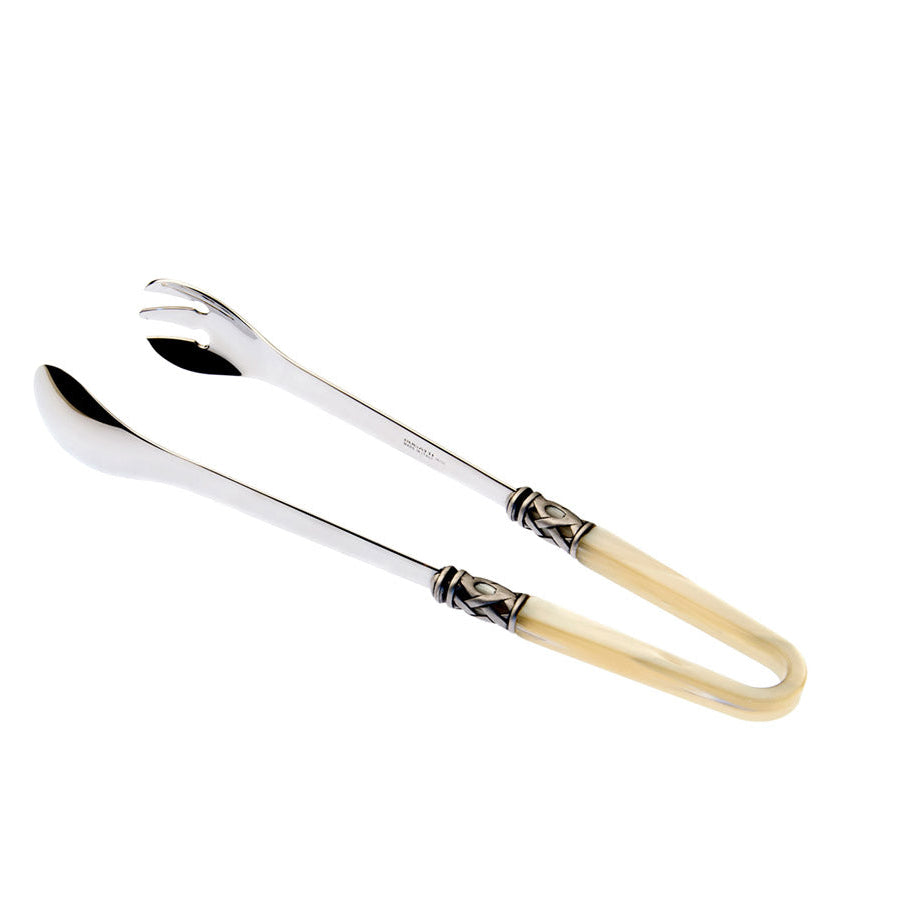 Aladdin Old Silver Plated Salad Tongs, Ivory