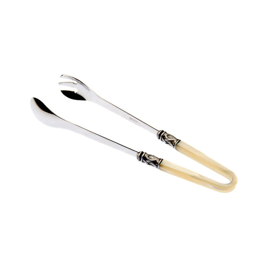 Aladdin Old Silver Plated Salad Tongs, Ivory