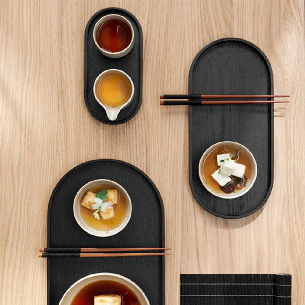 ASA Wood Oval Tray Black Matte