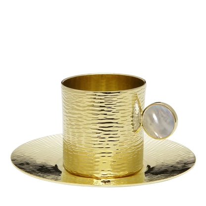 Bus Demitasse Gold plated Cup with Saucer and Stirring Stick