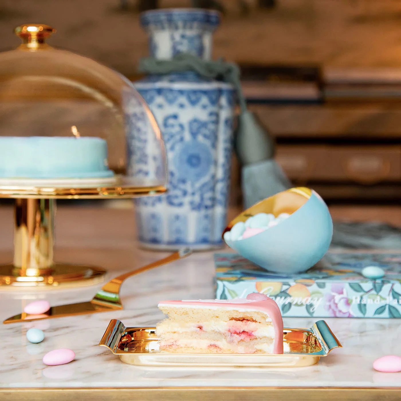 Easter 2 Azure & Gold Bowl